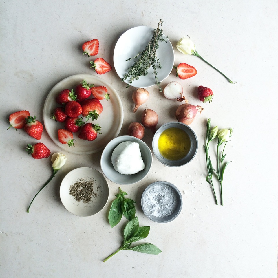 Recipe: Anna Barnett’s Sticky Shallot, Mozzarella, Strawberries, Thyme & Basil Salad