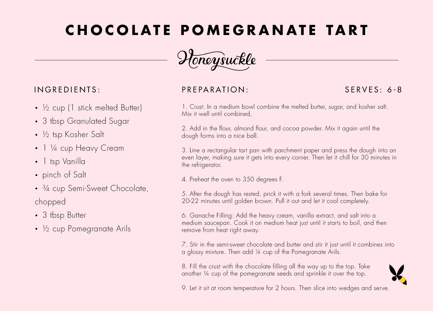 Honeysuckle's Chocolate and Pomegranate Tart