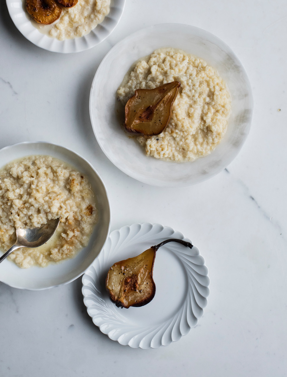 Cardamom Rice Pudding with Roasted Thyme & Honey Pears